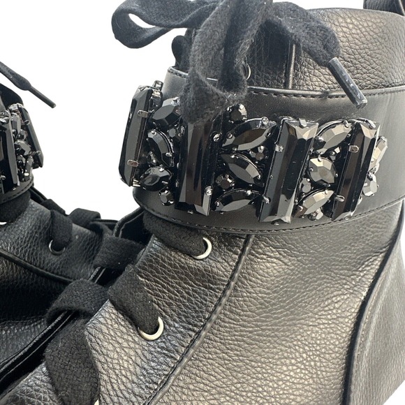 Karl Lagerfeld Paris Jeren Embellished Leather High-Top‎ Sneakers Size 9 - Picture 11 of 13